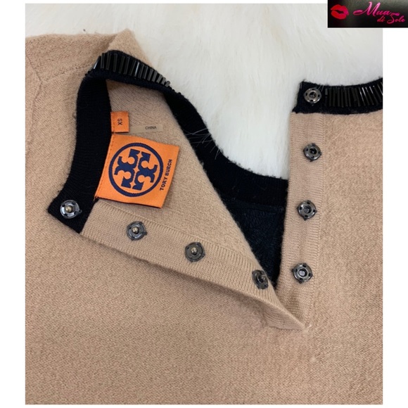 ❌SOLD❌TORY BURCH Beige Dawson Wool Beaded Sweater - Picture 7 of 8